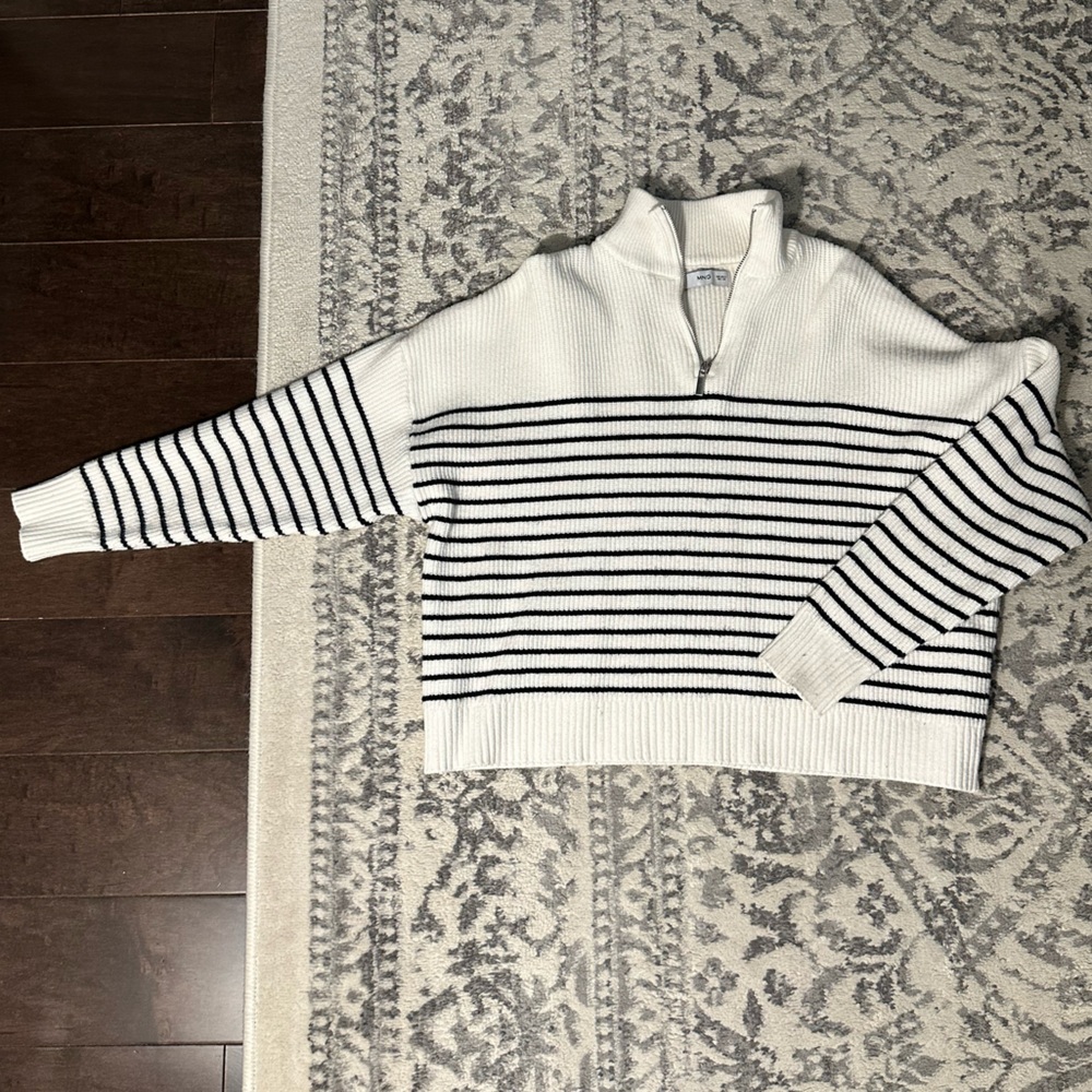 Mango Black and White Quarter Zip